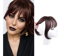 RPAEOY Flequillo Postizo Pelo Corto Falso Clip en Flequillo Flequillos de Extensiones Pelo Francés fino Natural Bangs Pieza para Mujer (Marrón Oscuro)