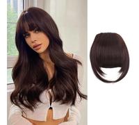 RPAEOY Postizo Pelo Clip Pelo Natural Humano Una Pieza Clip in Fringe Bangs Clip en Flequillo Francés Pelo Sintético Hair de Cabello Extensiones de Cabello Prótesis Capilar para Mujer (Marrón oscuro)