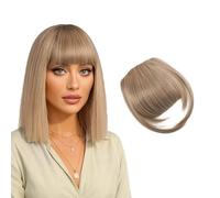 RPAEOY Flequillo Postizo Clip Pinza Extensiones Cabello Natural Sintético Pelo Artificial Franja Frontal Recto