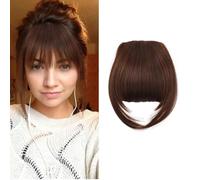 RPAEOY Postizo Pelo Clip Pelo Natural Humano Una Pieza Clip in Fringe Bangs Clip en Flequillo Francés Pelo Sintético Hair de Cabello Extensiones de Cabello Prótesis Capilar para Mujer (Marrón rojizo)