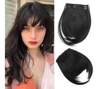 RPAEOY Flequillo Postizo Clip Pinza Extensiones Cabello Natural Sintético Pelo Artificial Franja Frontal Recto