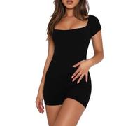 RPAEOY Mono Corto Mujer Jumpsuit Cuello Cuadrado Elegante Monos Deportivo Fitness Enterizo Verano Conjuntos para Vestir Playa Yoga Jumpsuit Elástico