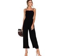 RPAEOY Mono De Mujer Sin Mangas De Cintura Alta De Pierna Ancha Pantalones Largos Elegante Jumpsuit Todo En Uno Romper Para Fiesta Vacaciones Salir Casual Verano Monos Negro XL