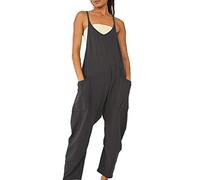 RPAEOY Mono para Mujer sin Mangas con Bolsillos Elegante Casual Jumpsuit Talla Grande Rompers Pierna Suelta Mamelucos (Negro,L)