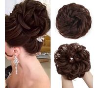 RPAEOY Moño Postizo Rizado Cabello Sintético Natural Voluminoso Extensión Pelo Coletero Elástico Peinado Recogido Elegante Negro