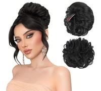 RPAEOY Moño Postizo Rizado Messy Bun Extensión Cabello Sintético Peinado Recogido Elegante Coleta Alta Voluminosa