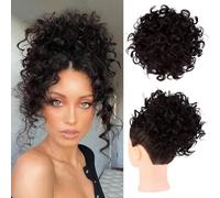 RPAEOY Moño Postizo Rizado Voluminoso Extensión Cabello Sintético Cola Caballo Cordón Ajustable Peinado Rápido Rizos Naturales