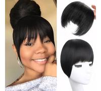 RPAEOY Peluca Mujer Extensiones pelo Natural Horquillas Moño Peluca con Flequillo Corto Fácil de llevar Ideal para Fiestas uso Diario