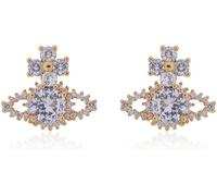 RPAEOY Pendientes Elegantes Forma Abanico Cristales Brillantes Zirconia Cúbica Chapado Oro Joyería Femenina