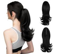 RPAEOY Postizo Cola Cabello Ondulado Pinza Garra Extensión Coleta Rizada Natural Voluminosa Elegante Peinado Rápido