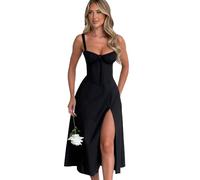 RPAEOY Vestido Mujer Espaguetis Correa sin Mangas Elegantes Largos Vestidos Sexy Verano Rajado Ajustado Dress de Cóctel Fiesta (L)
