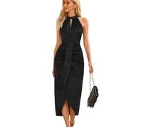 RPAEOY Vestido sin Mangas Mujer Halter Cuello Alto Elegante Vestidos Verano Fiesta Coctel Midi Asimétrico Fruncido Ceremonia Boda Noche Casual Formal