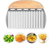 Rpanle Cortador Ondulado de Acero Inoxidable, con Mango de Madera Herramienta de Corte de Cocina, para Cortar Patatas, Batatas, Frutas y Verduras