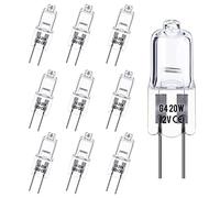 Rpanle Lámparas Halógenas G4, 12V 20W, Bombilla Halógena G4, 3000K Blanco Cálido, para Iluminación del Paisaje, Luz del Gabinete, Candelabro, 10 Piezas