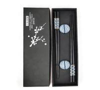 Rpanle Set de Palillos Japoneses, 2 Pares Palillos Sushi Reutilizables + 2 Soportes de Cerámica, Palillos Chinos Jego de Regalo