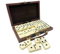 rparty Juego de dominó clásico, tamaño Jumbo, Doble Seis, 28 Piezas Gruesas en Caja de Cuero Vegano de Madera Duradera,Recuerdos de Fiesta para niños y Uso, Juego de Mesa