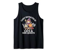 RPG Gamer Cats - Funny Side Quest Juegos de Mesa distraídos Camiseta sin Mangas