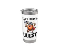 RPG Gamer Let's Go On A Quest Dwarf Warrior Player Juego de equipo Vaso térmico de acero inoxidable de doble pared
