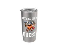 RPG Gamer Let's Go On A Quest Dwarf Warrior Player Juego de equipo Vaso térmico de acero inoxidable de doble pared