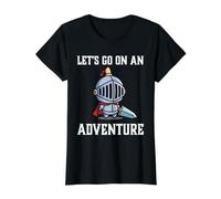 RPG Gamer Let's Go On An Adventure Knight Jugador Juego Camiseta gráfica económica, Mujer, Negro, XS