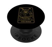 RPG Gamer The Bard D20 Dice Nerdy Geek Cat Hombres Mujeres Niños PopSockets PopGrip Adhesivo