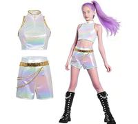 RPixc Vestido de escenario para chica cazadora de demonios, disfraz de actuación de ídolo pop coreano Mira/Zoey/Rumi, disfraz de personaje de anime para Halloween (Rumi, 130)