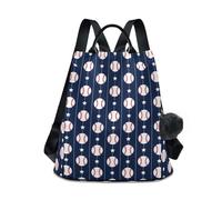 RPLIFE Baseball Star - Mochila antirrobo para mujer, bolsa de viaje con pompón, color azul marino