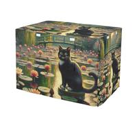 RPLIFE Black Cat Water Lilies - Funda para jaula de perro, S-XL, resistente a los rayos UV, con ventanas de malla, reduce los ladridos, tamaño mediano