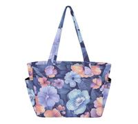 RPLIFE Bolsa de mano para mujer, diseño de flores lindas, color azul, para laptop