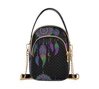 RPLIFE Bolsos cruzados casuales para mujer, diseño de lunas y mandalas de neón, color negro