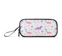 RPLIFE Bonita caja de lápices de dinosaurios de dibujos animados en colores pastel, estuche de tela, estuche para lápices para la escuela