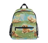 RPLIFE Bonita mochila Golden Retriever para niña pequeña con etiqueta de nombre, mini mochila de viaje, lindo golden retriever, 3-5 Years, Lindas mochilas