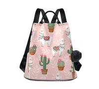 RPLIFE Bonita mochila para mujer, antirrobo, casual, con pompón, color rosa llama