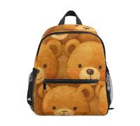 RPLIFE Bonita mochila para niños pequeños con etiqueta de nombre, diseño de oso de acuarela, color marrón, Bonito oso acuarela marrón, 3-5 Years, Lindas mochilas