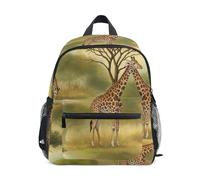RPLIFE Bonita mochila verde de jirafa para niños y niñas, mochila escolar con etiqueta de nombre, bolsa pequeña para libros de viaje, Bonita jirafa verde, 3-5 Years, Lindas mochilas