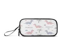 RPLIFE Bonito estuche para lápices, diseño de coronas de dinosaurios pastel, estuche grande de tela, estuche con cremallera