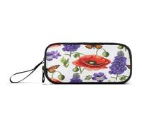 RPLIFE Botanical Wildflowers - Estuche para bolígrafos, diseño de amapolas rojas, estuche suave con cremallera, suministros escolares para estudiantes universitarios