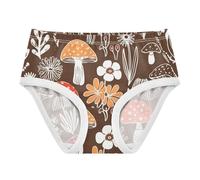 RPLIFE Bragas para niños pequeños, ropa interior de algodón para niñas, color marrón, de 2 a 8 años, Whimsy Mushroom Garden Brown, 5 años