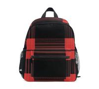 RPLIFE Buffalo Check - Mochila roja para niños y niñas, mochila con etiqueta de nombre, bolsa de viaje para libros, 3-8 años, Buffalo Check Red, Mediano, Lindas mochilas