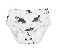 RPLIFE Calzoncillos para niñas pequeñas, ropa interior de algodón con patas de perro, color blanco y negro, talla 2T a 8 años, Pata de perro negra y blanca, 6 años