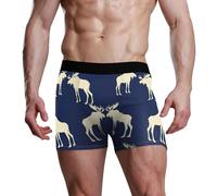 RPLIFE Calzoncillos tipo bóxer para hombre, diseño de alce, color azul marino, ligero, elástico, para hombre, Moose Navy Wildlife, M