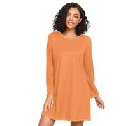 RPLIFE Camisas de noche para mujer, camisones de manga larga para mujer, ropa de dormir cómoda para otoño, naranja tropical, Naranja (Tropical Orange), XXL