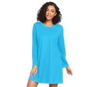 RPLIFE Camisón de otoño, cómodos camisones para mujer, camisas de noche de manga larga para mujer, azul cielo profundo, azul (Deep Sky Blue), XXXL