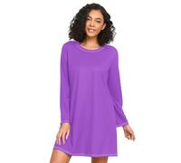 RPLIFE Camisones de orquídea oscura para mujer, cómodo vestido de ropa para el hogar, camisas de noche de manga larga para mujer, Dark Orchid, XL