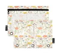 RPLIFE Carpeta para libros con ventana transparente, paquete de 2 estuches escolares para niñas y niños, suministros escolares, 9.8 x 7 pulgadas, flores silvestres y plantas de prado