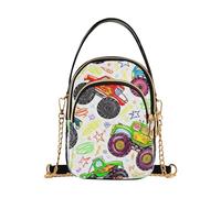 RPLIFE Colorful Monster Trucks - Bolso bandolera para mujer con correa de cadena