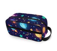RPLIFE Colorido Space Planets - Bolsa de cosméticos para baño, organizador estético, estuche de maquillaje portátil con gran apertura para mujeres