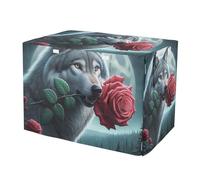 RPLIFE Cool Wolf - Funda para jaula de perro con rosas rojas S-XL, transpirable, con lados enrollables, reduce los ladridos, pequeña