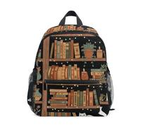 RPLIFE Cozy Cat Library - Mochila marrón para niña pequeña con etiqueta de nombre, mini mochilas para niños pequeños, bolsa de viaje para libros, Cozy Cat Library Brown, 3-5 Years, Lindas mochilas