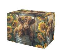 RPLIFE Cubierta enrollable para jaula de perro, fundas de girasoles de vaca de las tierras altas para jaulas de mascotas, tamaño mediano